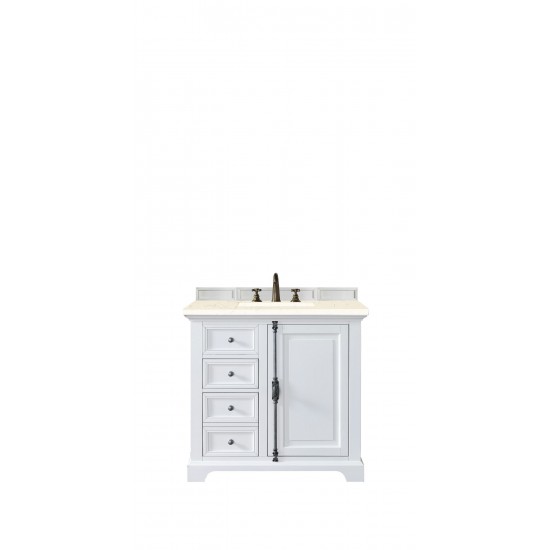 Providence 36" Single Vanity, Bright White, w/ 3 CM Eternal Marfil Quartz Top