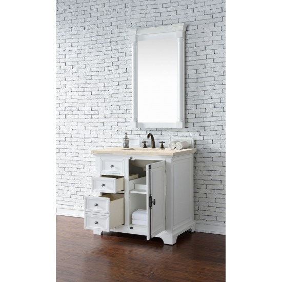 Providence 36" Single Vanity, Bright White, w/ 3 CM Eternal Marfil Quartz Top