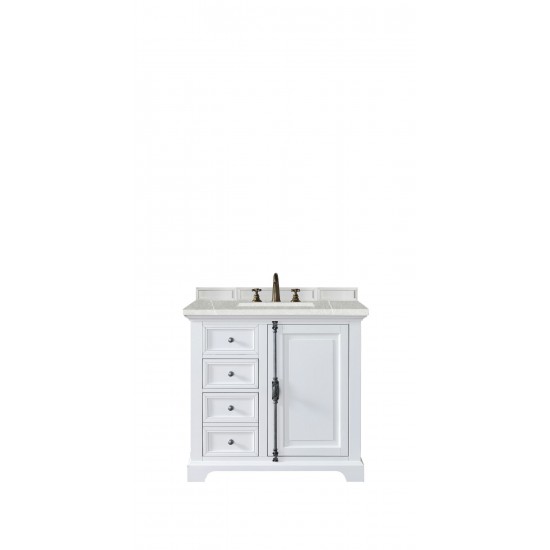 Providence 36" Single Vanity, Bright White, w/ 3 CM Eternal Serena Quartz Top