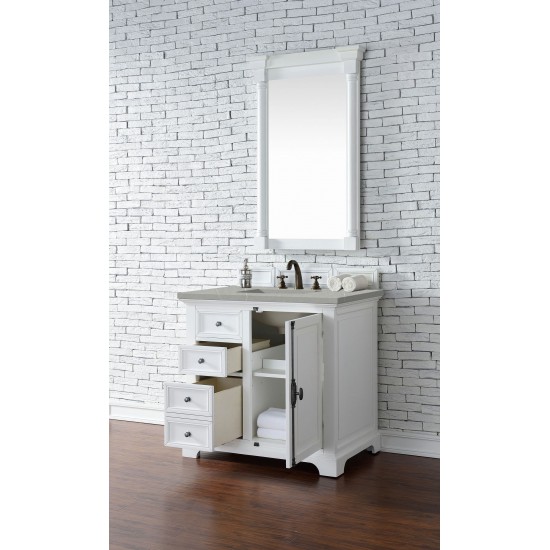 Providence 36" Single Vanity, Bright White, w/ 3 CM Eternal Serena Quartz Top