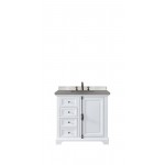 Providence 36" Single Vanity Cabinet, Bright White, w/ 3 CM Grey Expo Quartz Top