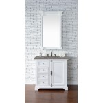 Providence 36" Single Vanity Cabinet, Bright White, w/ 3 CM Grey Expo Quartz Top