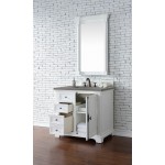 Providence 36" Single Vanity Cabinet, Bright White, w/ 3 CM Grey Expo Quartz Top