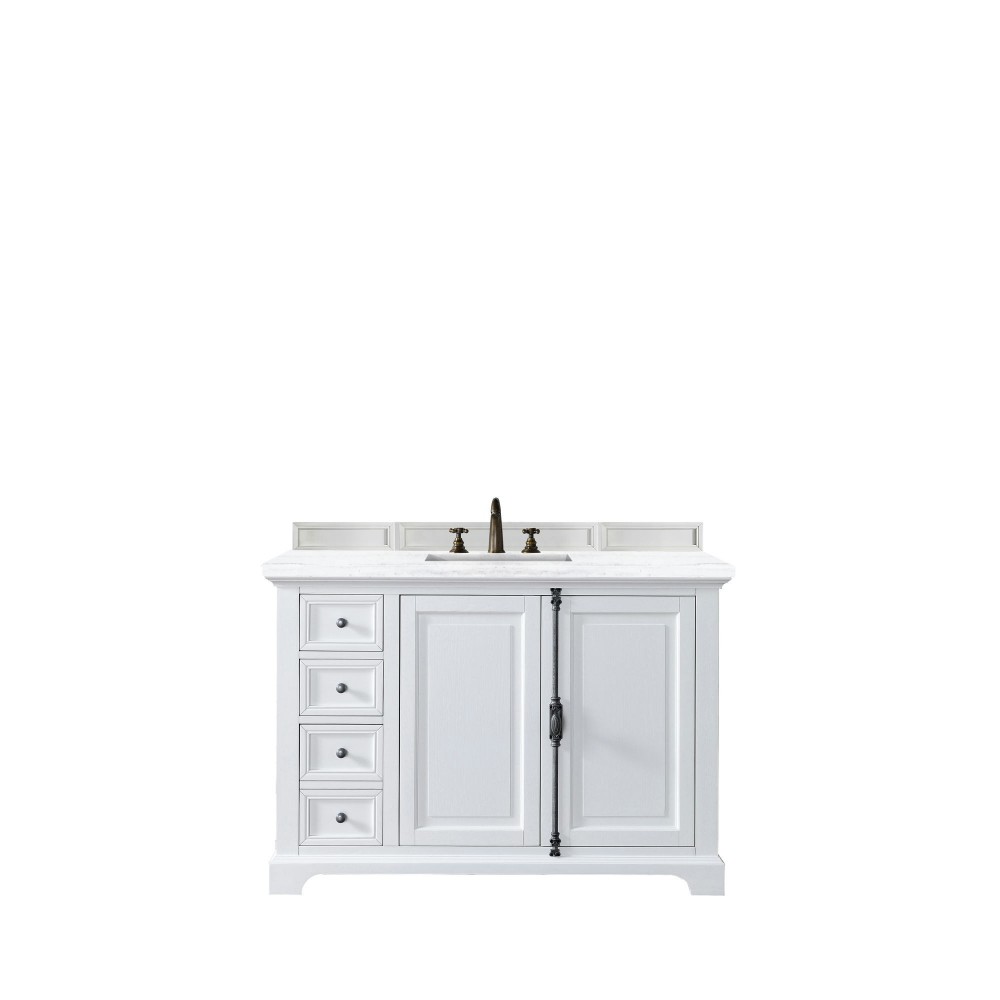 Providence 48" Bright White Single Vanity w/ 3 CM Arctic Fall Solid Surface Top