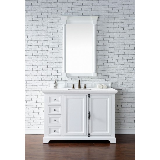 Providence 48" Bright White Single Vanity w/ 3 CM Arctic Fall Solid Surface Top