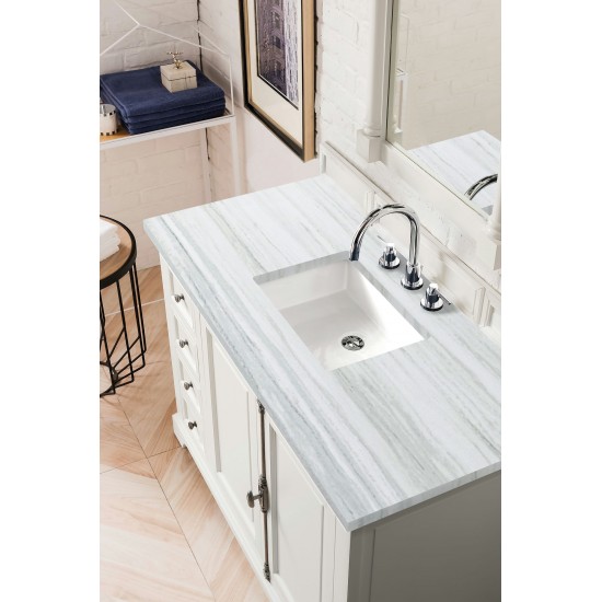 Providence 48" Bright White Single Vanity w/ 3 CM Arctic Fall Solid Surface Top