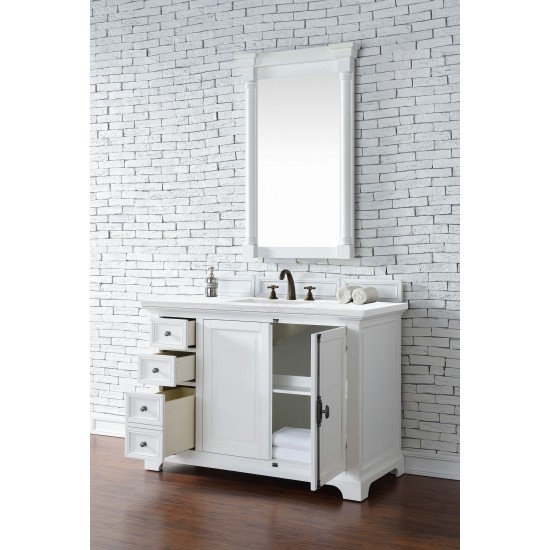 Providence 48" Bright White Single Vanity w/ 3 CM Arctic Fall Solid Surface Top