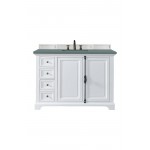 Providence 48" Single Vanity Cabinet, Bright White, w/ 3 CM Cala Blue Quartz Top