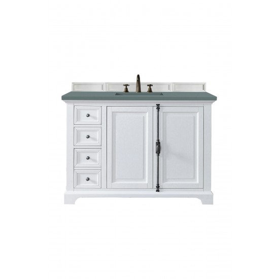 Providence 48" Single Vanity Cabinet, Bright White, w/ 3 CM Cala Blue Quartz Top