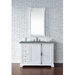 Providence 48" Single Vanity Cabinet, Bright White, w/ 3 CM Cala Blue Quartz Top