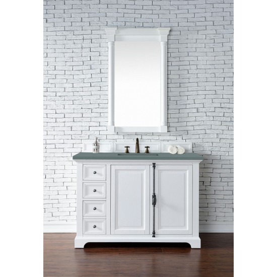 Providence 48" Single Vanity Cabinet, Bright White, w/ 3 CM Cala Blue Quartz Top