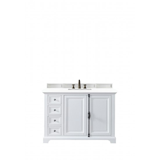 Providence 48" Single Vanity, Bright White, w/ 3 CM Classic White Quartz Top