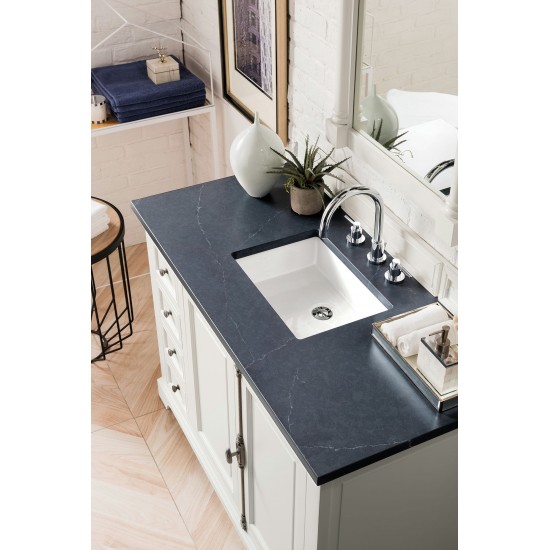 Providence 48" Single Vanity Bright White w/ 3 CM Charcoal Soapstone Quartz Top