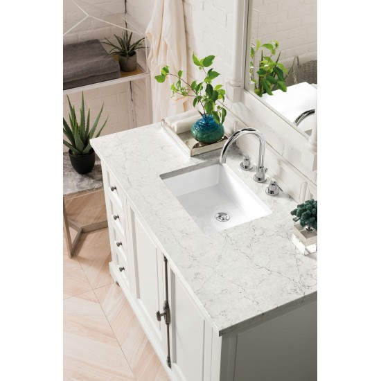 Providence 48" Single Vanity Bright White w/ 3 CM Jasmine Pearl Quartz Top