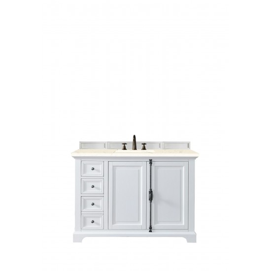 Providence 48" Single Vanity, Bright White, w/ 3 CM Eternal Marfil Quartz Top