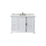 Providence 48" Single Vanity, Bright White, w/ 3 CM Ethereal Noctis Quartz Top