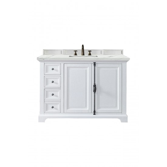 Providence 48" Single Vanity, Bright White, w/ 3 CM Ethereal Noctis Quartz Top