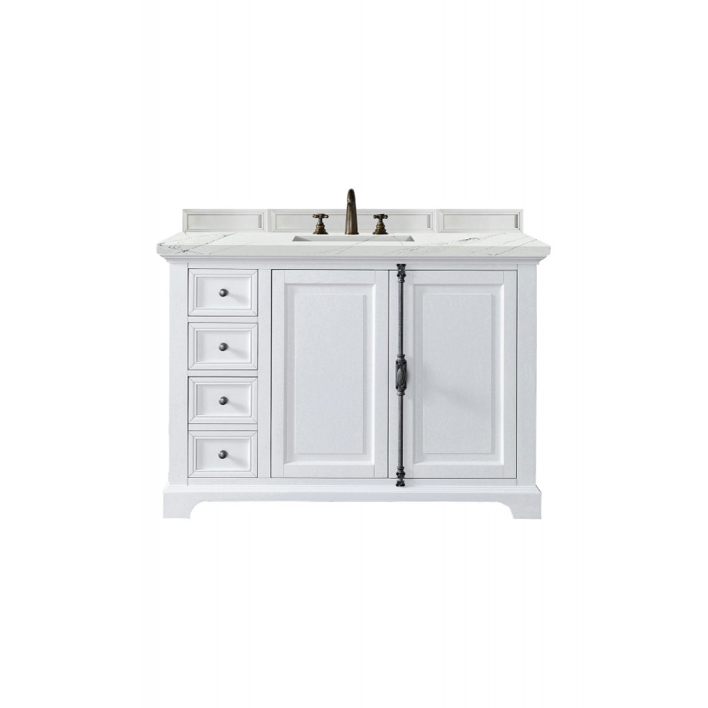 Providence 48" Single Vanity, Bright White, w/ 3 CM Ethereal Noctis Quartz Top