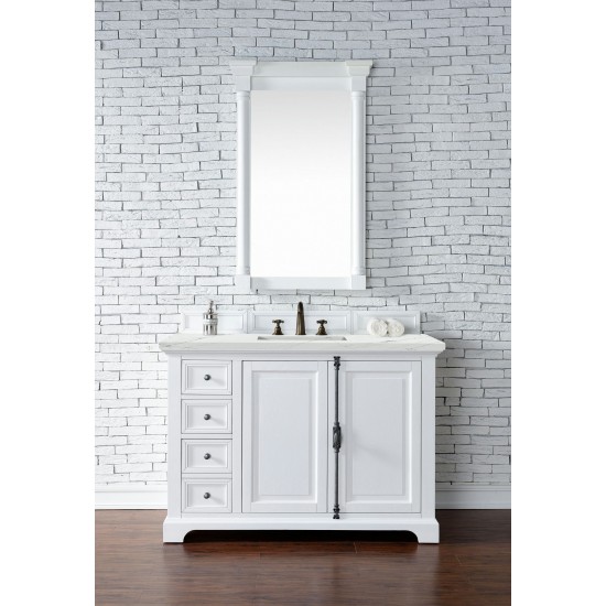 Providence 48" Single Vanity, Bright White, w/ 3 CM Ethereal Noctis Quartz Top