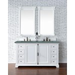 Providence 60" Double Vanity Cabinet, Bright White, w/ 3 CM Cala Blue Quartz Top