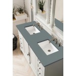 Providence 60" Double Vanity Cabinet, Bright White, w/ 3 CM Cala Blue Quartz Top