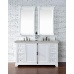 Providence 60" Double Vanity, Bright White, w/ 3 CM Eternal Serena Quartz Top