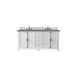 Providence 72" Double Vanity Cabinet, Bright White, w/ 3 CM Cala Blue Quartz Top