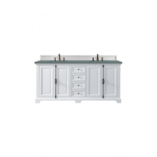 Providence 72" Double Vanity Cabinet, Bright White, w/ 3 CM Cala Blue Quartz Top