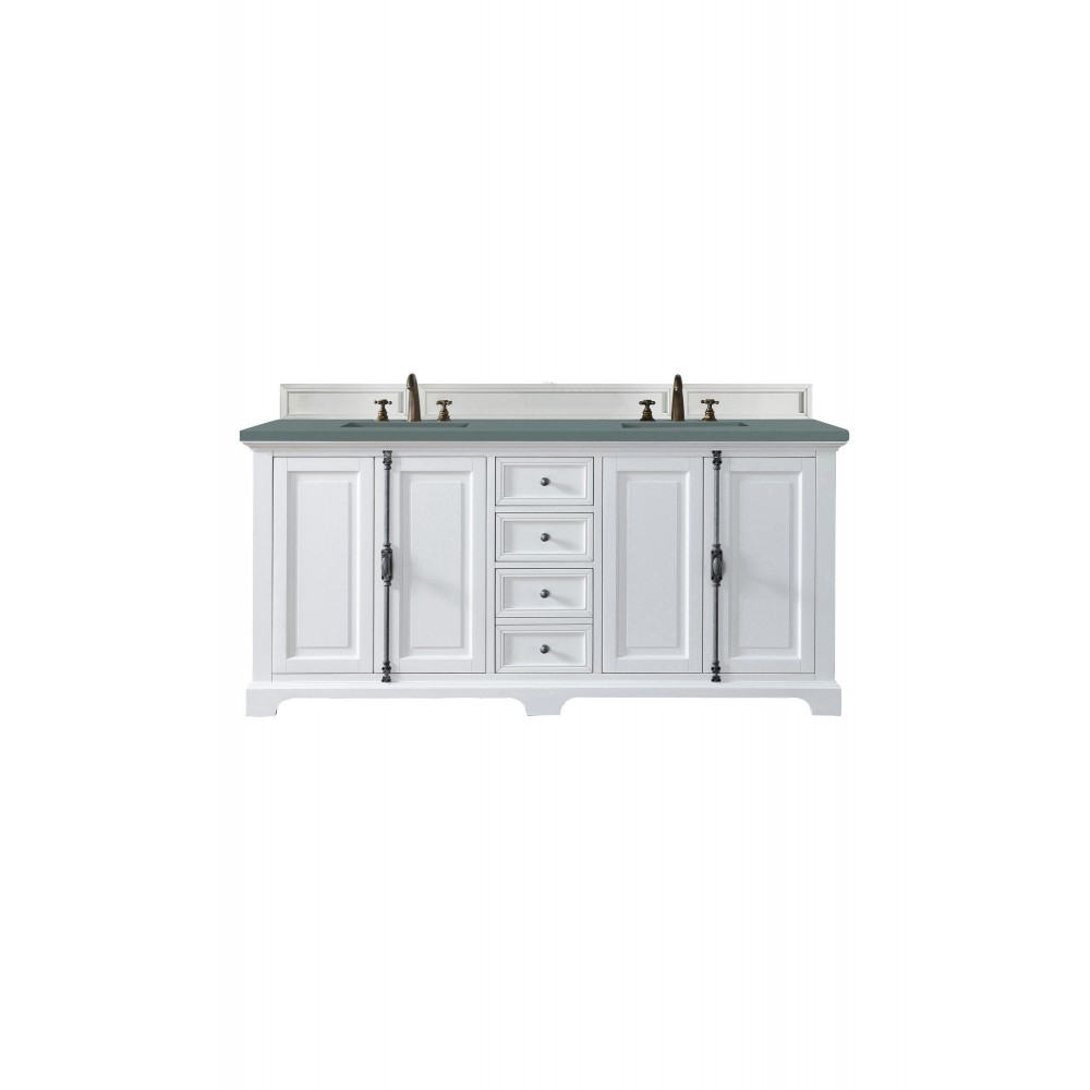 Providence 72" Double Vanity Cabinet, Bright White, w/ 3 CM Cala Blue Quartz Top