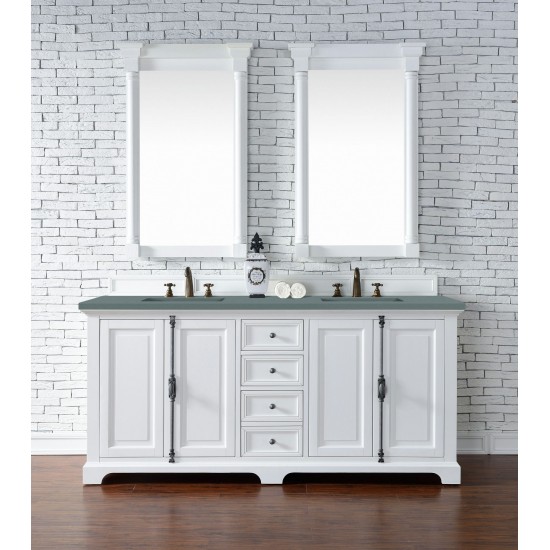 Providence 72" Double Vanity Cabinet, Bright White, w/ 3 CM Cala Blue Quartz Top