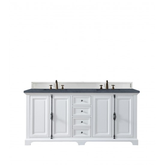 Providence 72" Double Vanity Bright White w/ 3 CM Charcoal Soapstone Quartz Top