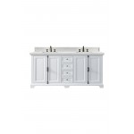 Providence 72" Double Vanity, Bright White, w/ 3 CM Ethereal Noctis Quartz Top