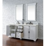 Providence 72" Double Vanity, Bright White, w/ 3 CM Ethereal Noctis Quartz Top