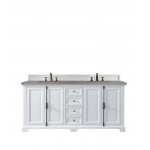 Providence 72" Double Vanity Cabinet, Bright White, w/ 3 CM Grey Expo Quartz Top