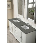 Providence 72" Double Vanity Cabinet, Bright White, w/ 3 CM Grey Expo Quartz Top