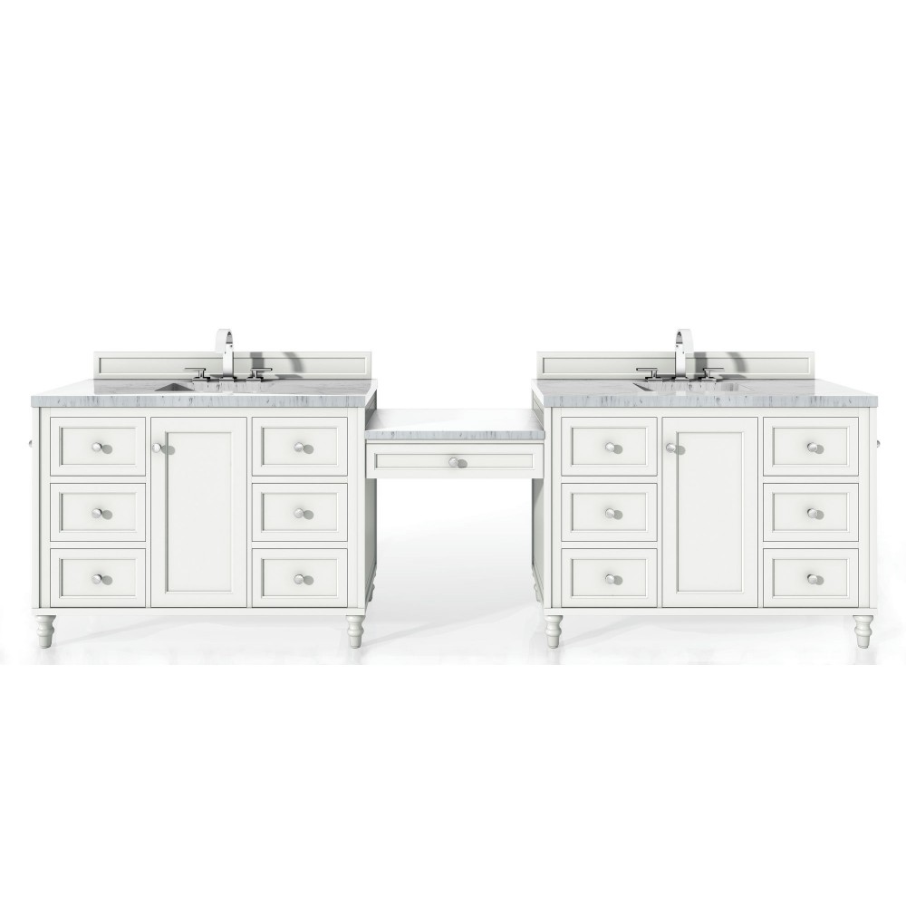 Copper Cove Encore 122" Double Vanity Set White w/ 3 CM Arctic Fall Surface Top