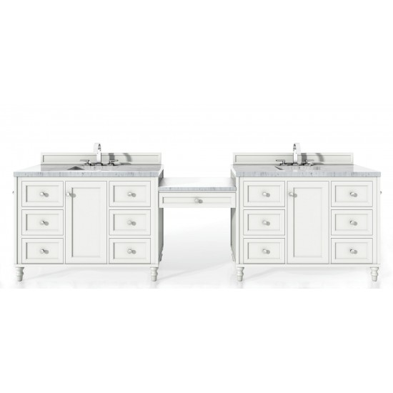 Copper Cove Encore 122" Double Vanity Set White w/ 3 CM Carrara Marble Top