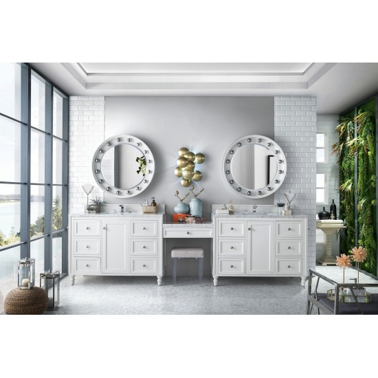 Copper Cove Encore 122" Double Vanity Set White w/ 3 CM Carrara Marble Top