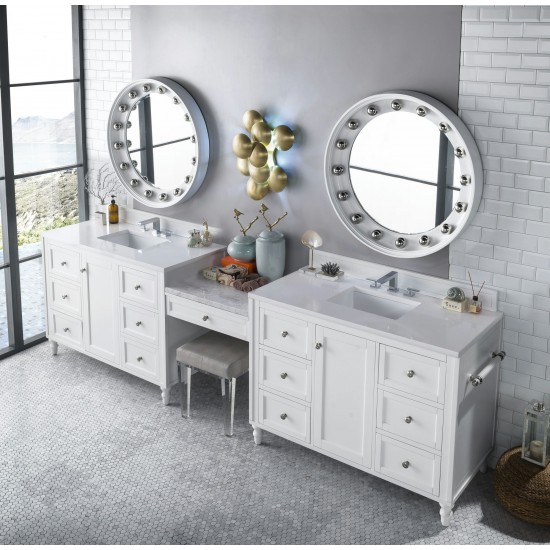 Copper Cove Encore 122" Double Vanity Set White w/ 3 CM Classic White Quartz Top