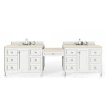 Copper Cove Encore 122" Double Vanity Set White w/3 CM Eternal Marfil Quartz Top
