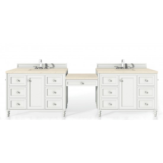 Copper Cove Encore 122" Double Vanity Set White w/3 CM Eternal Marfil Quartz Top