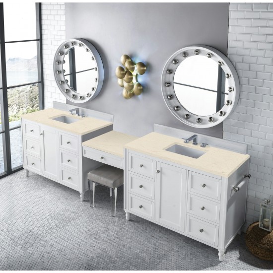 Copper Cove Encore 122" Double Vanity Set White w/3 CM Eternal Marfil Quartz Top