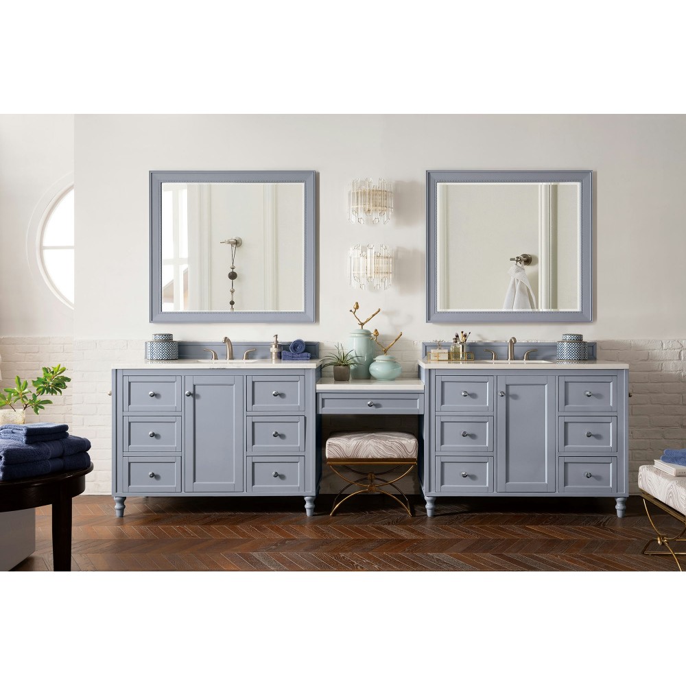 Copper Cove Encore 122" Double Vanity Set Gray w/ 3 CM Arctic Fall Surface Top