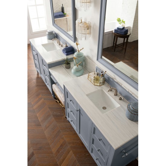 Copper Cove Encore 122" Double Vanity Set Gray w/ 3 CM Arctic Fall Surface Top