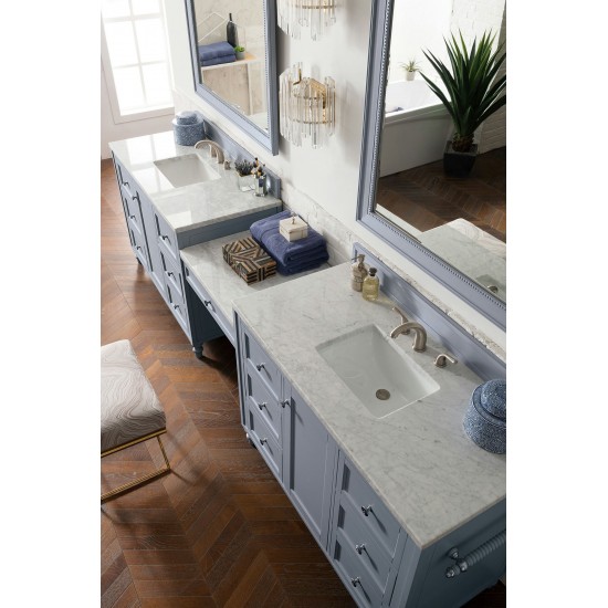 Copper Cove Encore 122" Double Vanity Set Gray w/ 3 CM Carrara Marble Top