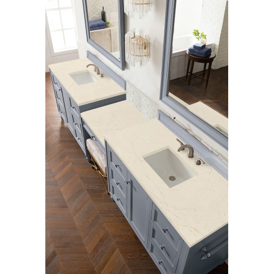 Copper Cove Encore 122" Double Vanity Set Gray w/ 3 CM Eternal Marfil Quartz Top