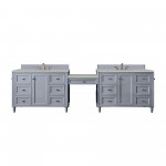 Copper Cove Encore 122" Double Vanity Set Gray w/ 3 CM Serena Quartz Top