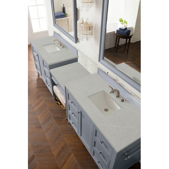 Copper Cove Encore 122" Double Vanity Set Gray w/ 3 CM Serena Quartz Top