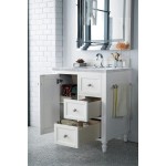 Copper Cove Encore 30" Single Vanity, Bright White w/ 3 CM Carrara Marble Top