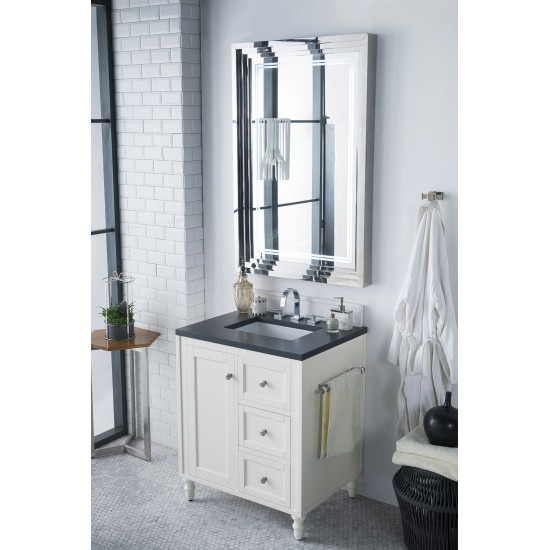 Copper Cove Encore 30" Single Vanity White w/3 CM Charcoal Soapstone Quartz Top